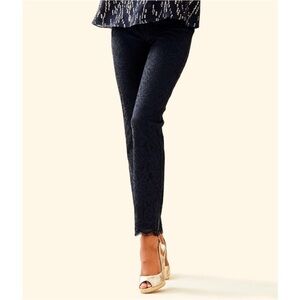 Lilly Pulitzer Black Lace Pants with Gold Button
